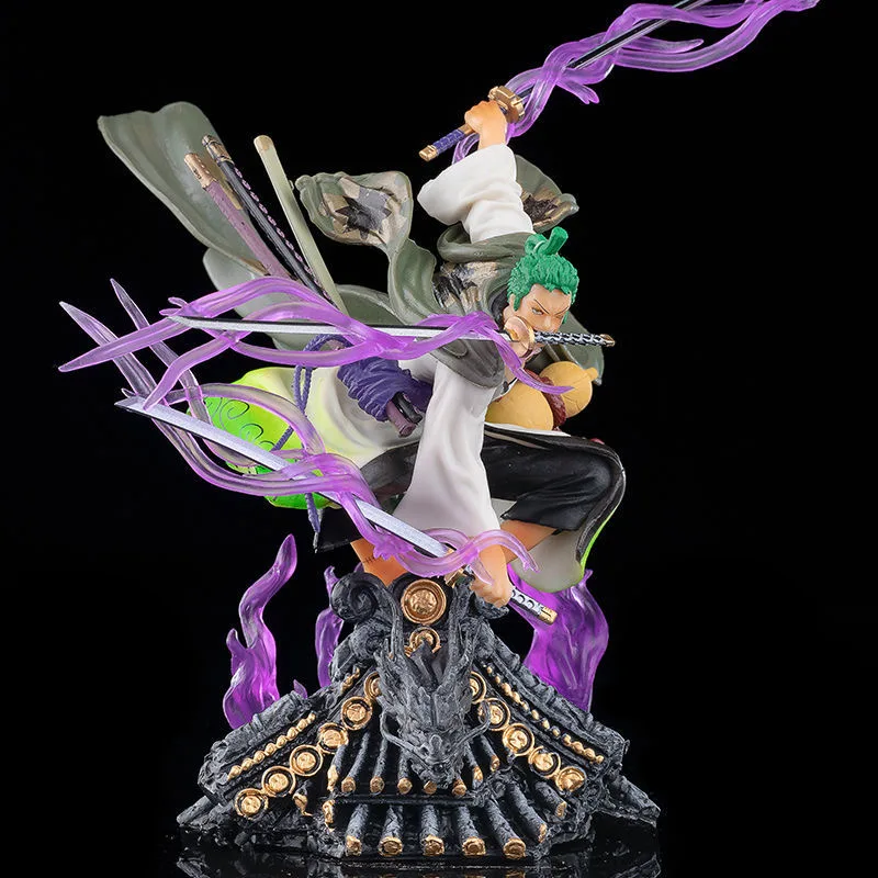 

One Piece Action Figure Anime Figure GK Roof Kimono Roronoa Zoro Three-Knife Fighting Skill Anime Model Decorations PVC Toy Gift