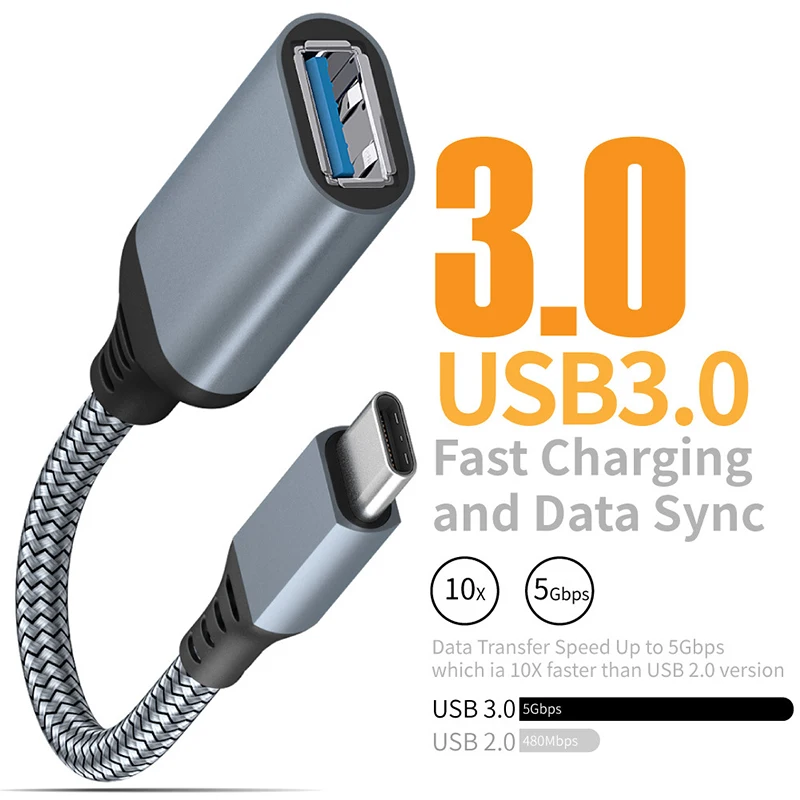 

USB 3.0 Type C OTG Adapter Cable USB C Male To USB Female Data Sync Cord Converter For Macbook Samsung Huawei Type C To USB OTG