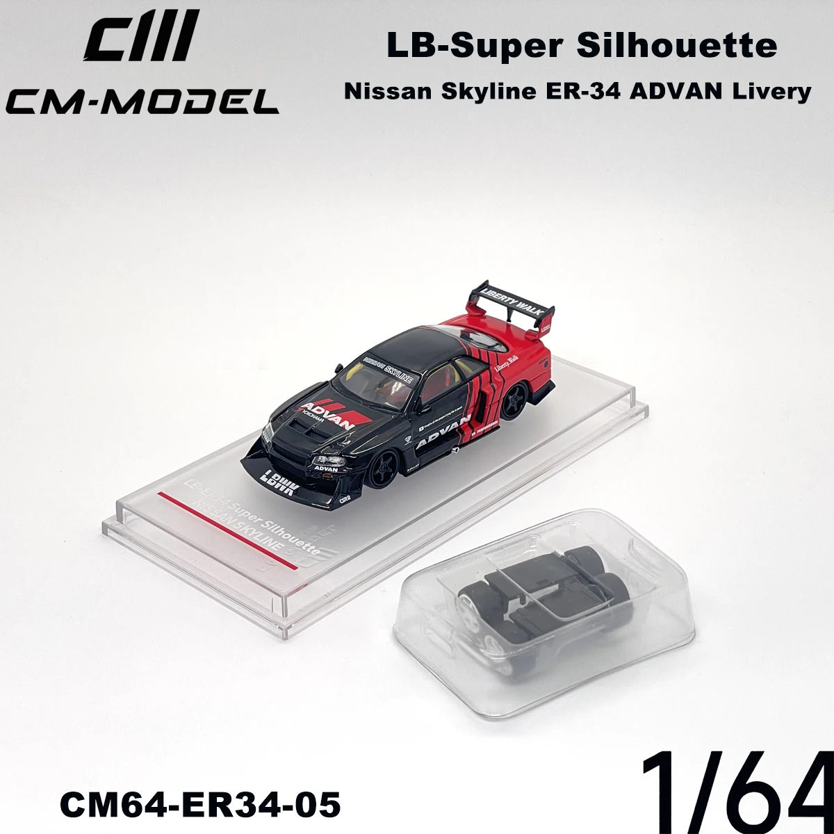 Фото CM Модель 1:64 LB‑ER34 Super Silhouette Skyline с окраской ADVAN CM64‑ER34‑05 Коллекционные модели автомобилей из сплава в наличии №2