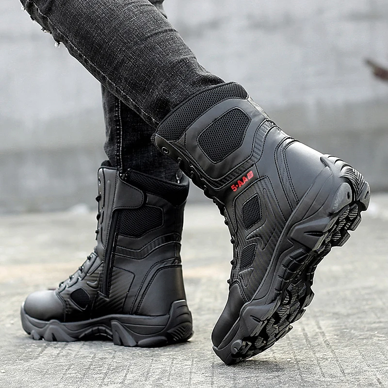 2022 Winter New Men Combat Tactical Boots Ankle Work Safety Shoes Special Force Army Boots Male Waterproof Motorcycle Shoe