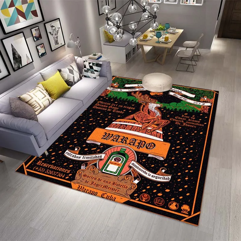 

Jagermeister Deer Carpets for Bedroom Living Room Kitchen Floor Mats Home Decor Non-Slip Art Printed Floor Rug