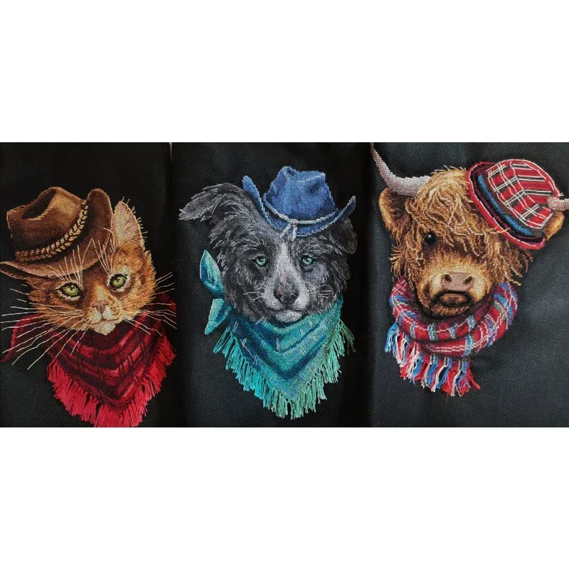 Набор для вышивки крестом Amishop Gold Collection голова зверя кошка котенок собака корова