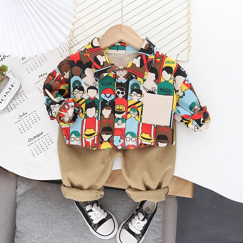 Детский комплект одежды для мальчиков и девочек рубашка + штаны активного отдыха