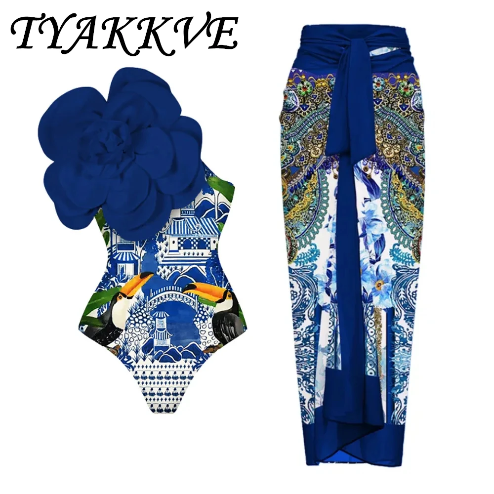 TYAKKVE Новинка 2024 цельный купальник с 3D цветком женский монокини боди на одно плечо