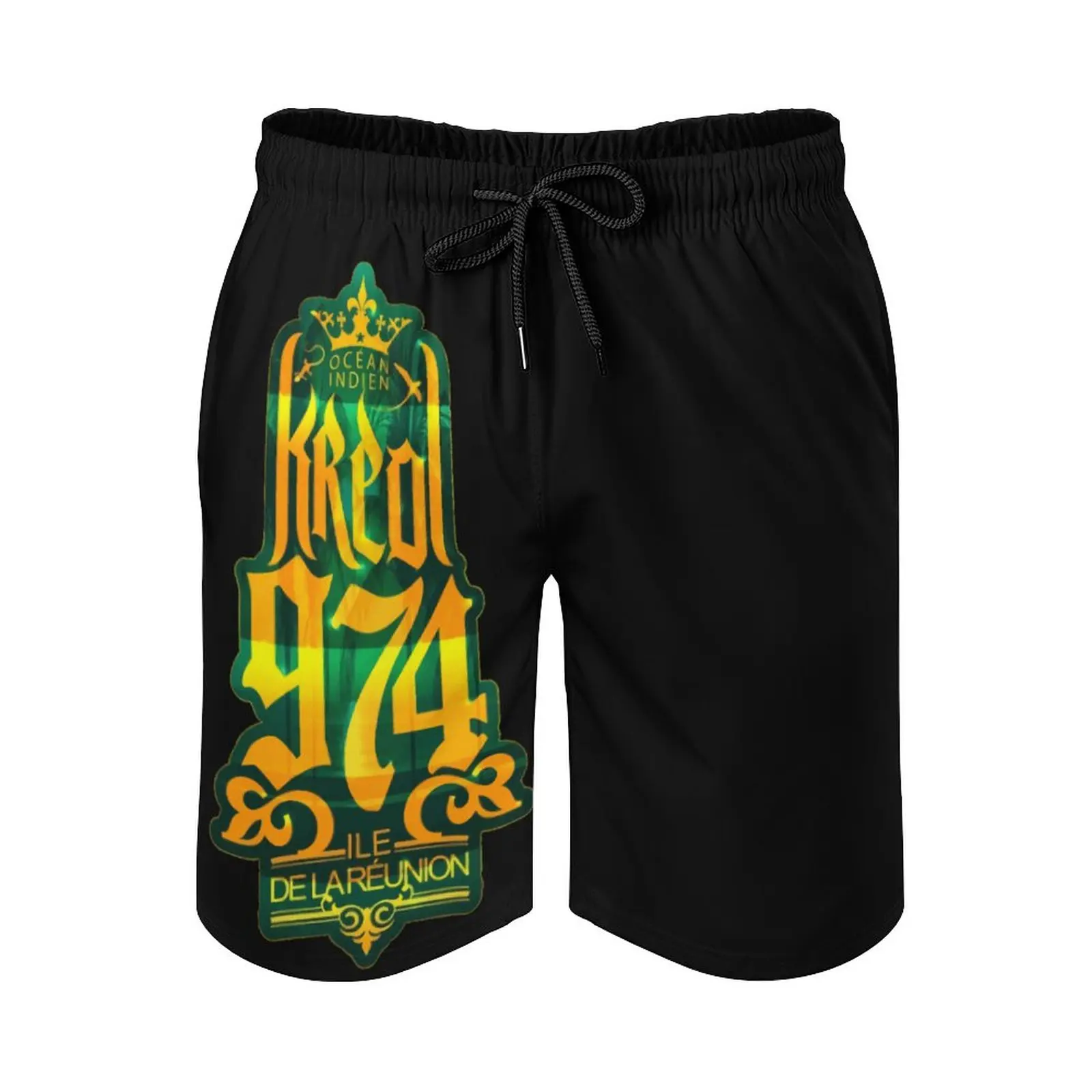 

Anime Casual Beach Pants Kreol 974 Crown Loose Stretch Beach Classic Hawaii Pants Sports Adjustable Drawcord Breathable Quick Dr