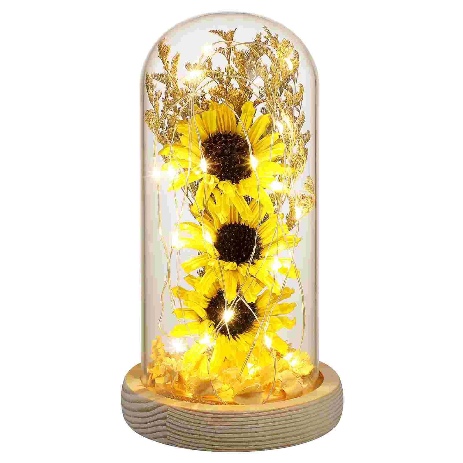 

Sunflower Dome Gifts Women Decorations Decor Day Flower Lamp Mothers Enchanted Flowers Gift Artificial Desk Light Bedroom Office