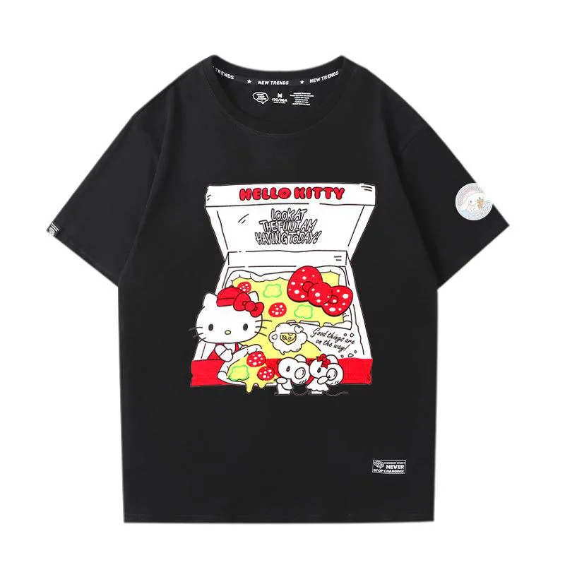 

Kawaii Cinnamoroll My Melody Hellokittys Pompom Purin Sanrioed Clothes Short Sleeve T-Shirt Cartoon Pure Cotton Couple Shirts