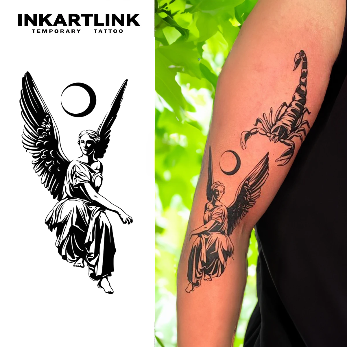 Наклейка Aniołowy Magiczny Tatuaż Tymczasowy Waterproof Trwałość 15 Дней Полуtrwały IN-E028 Inkartlink