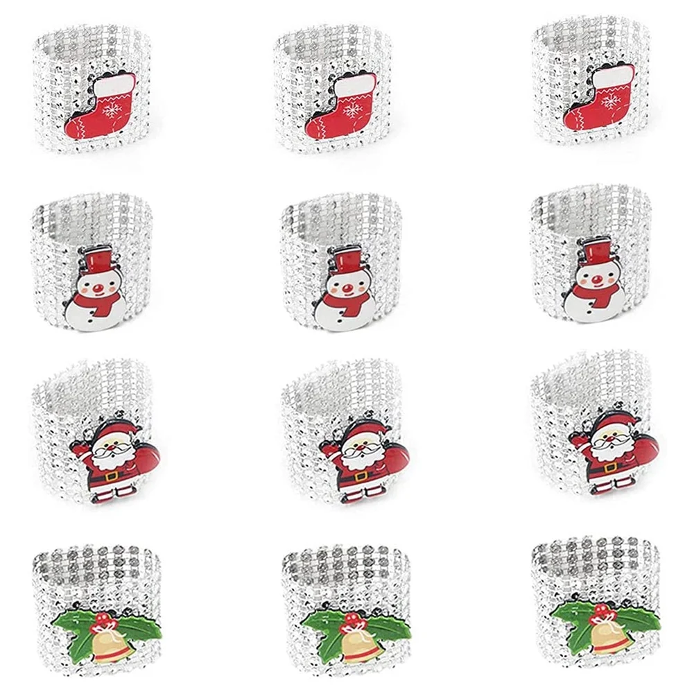 

Рождественское кольцо для салфеток стразы, рождественское кольцо для украшения стола, кольцо для салфеток в виде снеговика, Колокольчик дл...