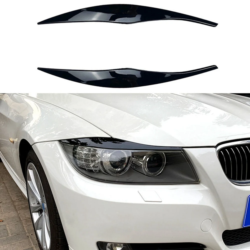 

Car Glossy Black Headlights Eyebrows Eyelids Cover Eyelash Head Light Stickers for BMW 3 Series E90 E91 320I 330I 05-12