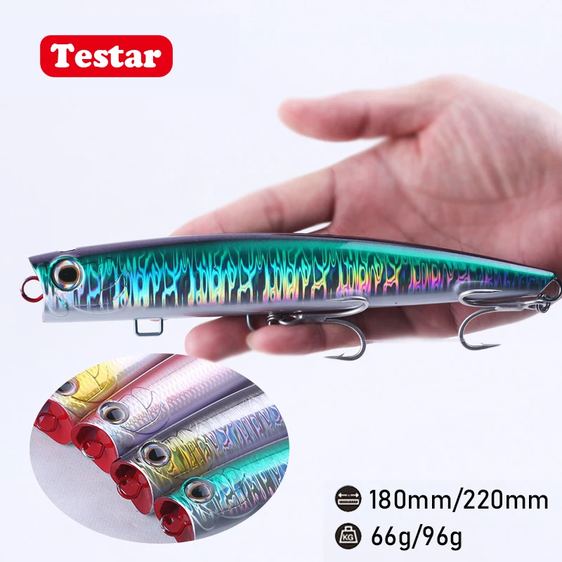 180 мм/66 г 220 мм/96 Testar большая игра для троллинга Topwater Popper рыболовные приманки