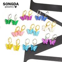 fashion earrings acrylic butterfly shape jewelry small fresh sweet drop earing for woman girls cute animial best gifts wholesale