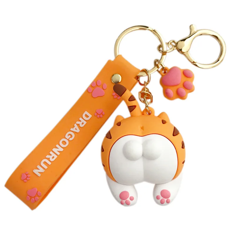 Ключница в форме задницы кошки с рисунком, для девушек, милый подарок для пары, украшение сумки, автомобильный брелок, шнурок для ключей, детская игрушка, стиль INS, миленькая девочка.