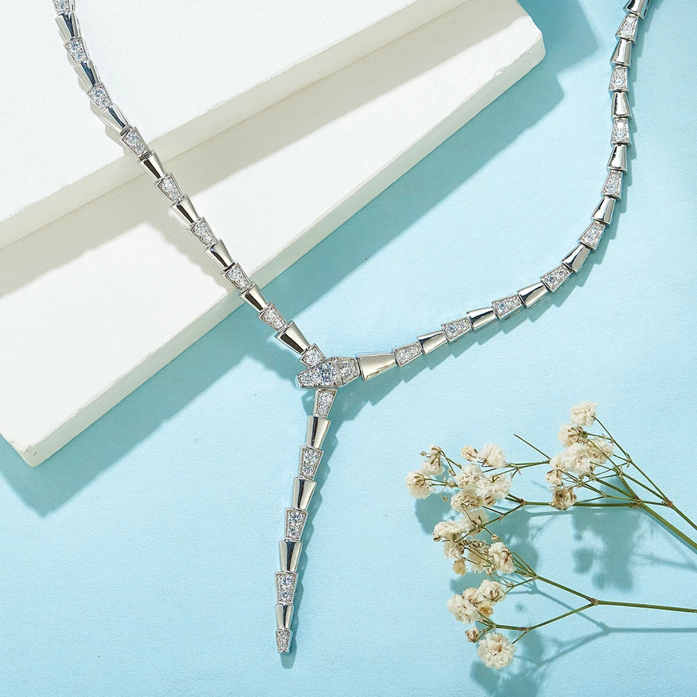 Женское ожерелье из серебра 925 пробы в виде змеи