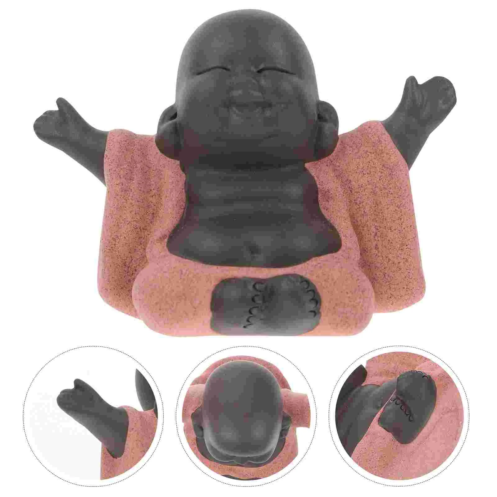 

Statue Figurine Figurines Sculpture Tea Monk Home Ornaments Pet Decor Statues Laughing Maitreya Fengshui Chinese Decoration Car