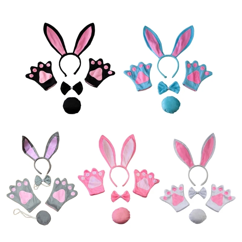 

Children Cosplay Party Costume Rabbit Headdress Bowtie Cos-play Clothes Accessories Party Props Girls Bunny Headband