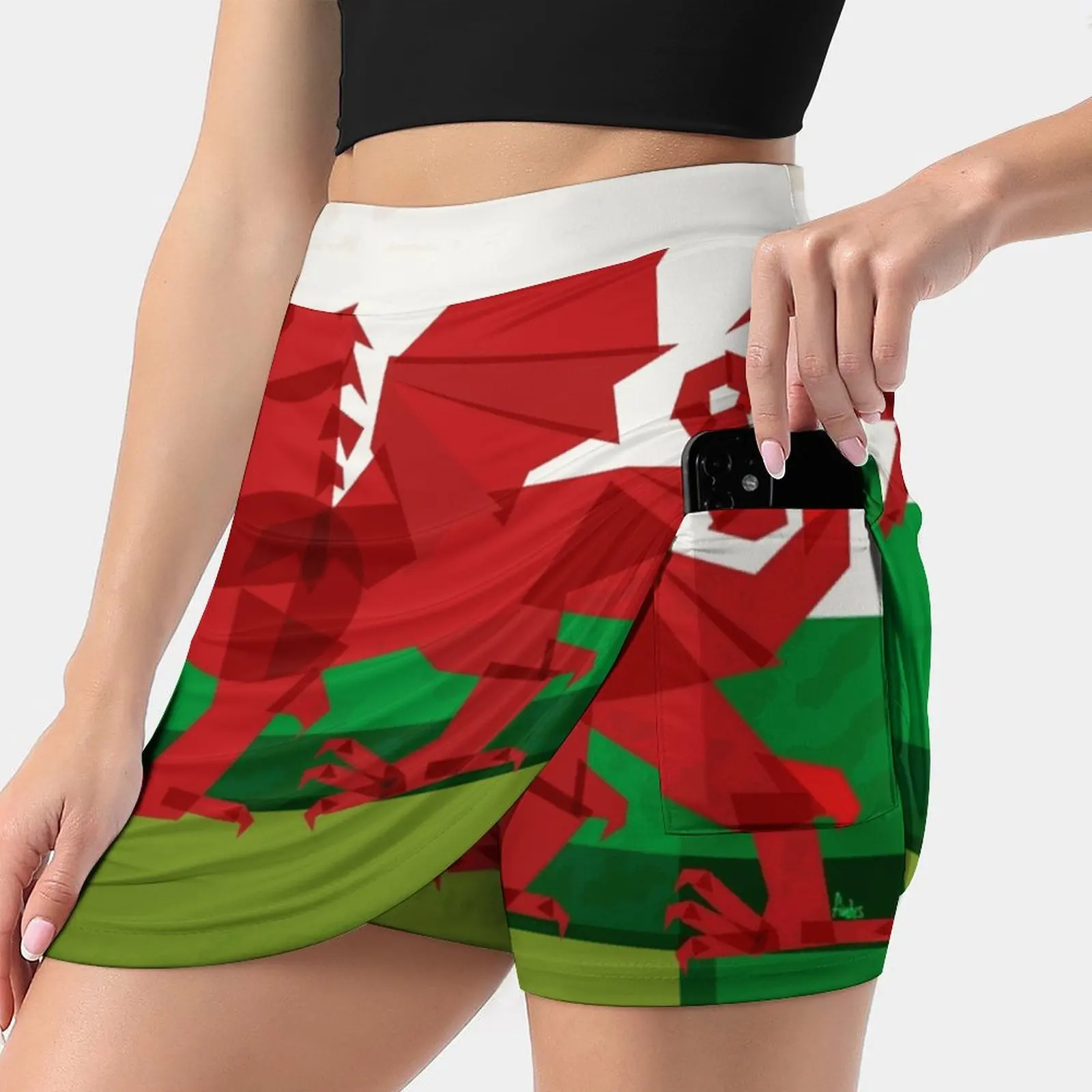 

Женская юбка в эстетическом стиле, новые модные короткие юбки, юбки в уэльском стиле с валлийским флагом, банер Cymru Y Ddraig Goch, красный дракон