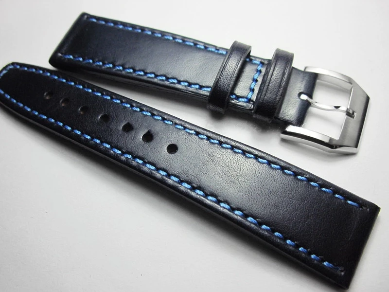 New dark blue man Belt 20 21 22mm Outdoor Sport Watch Strap Handmade Head layer cowhide Bracelets Watchband watch soft Wristband
