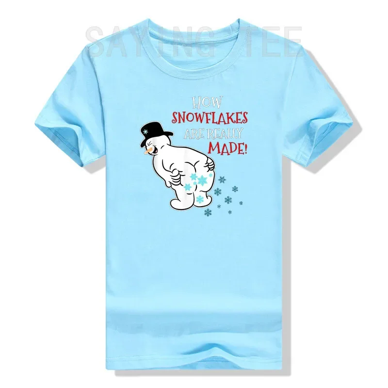 Смешная Рождественская футболка с изображением снеговика как снежинки на самом