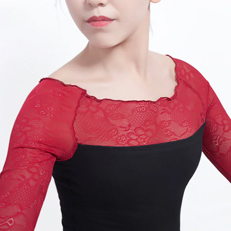 Женские танцевальные трико для девочек кружевное гимнастическое белье с рукавом
