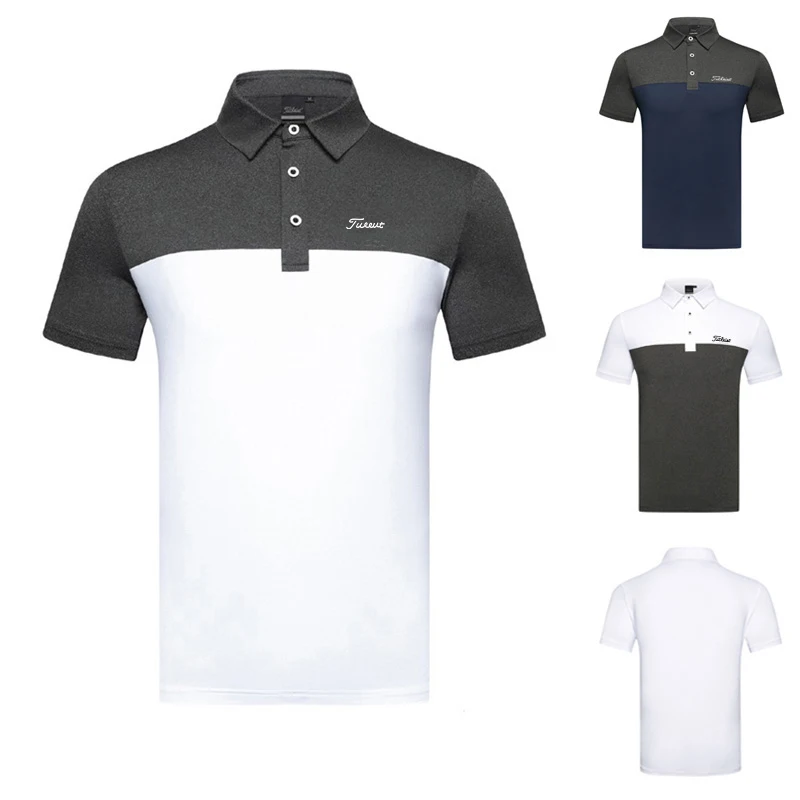 

New Summer High-Quality Golf Men's T-Shirt Breathable Quick-Drying Sports Loose Elastic POLO Shirt Moisture-Wicking Short-Sleeve