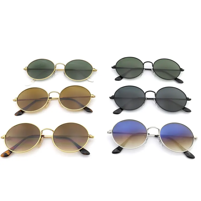 

High Quality Metal Frame Ultra Clear Glass Lens Oval Sunglasses Unisex