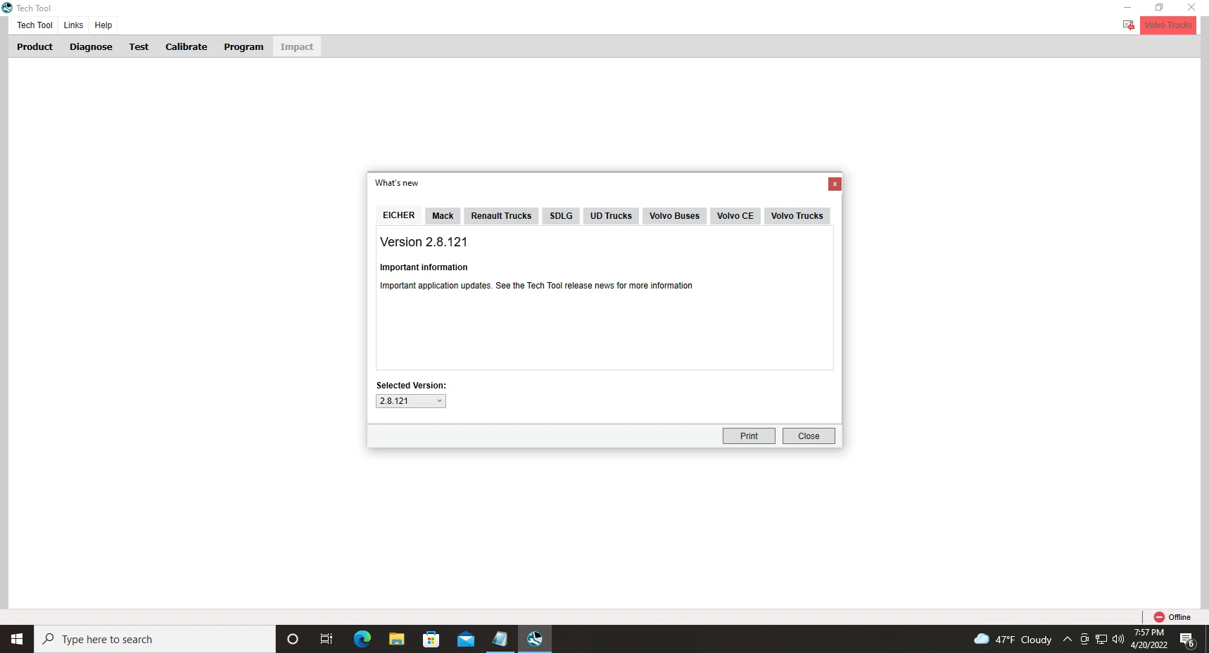Премиум технологический инструмент 2.8.121 PTT разработка VCADS + Devtool APCI 02 2022 для Volvo