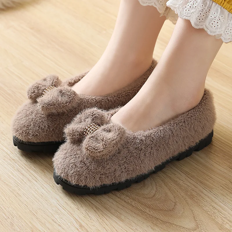 

Women Flats Shoes Winter Ladies Casual Moccasin Warm Plush Female Fashion Non Slip Flock Loafers New Indoor Women Slippers