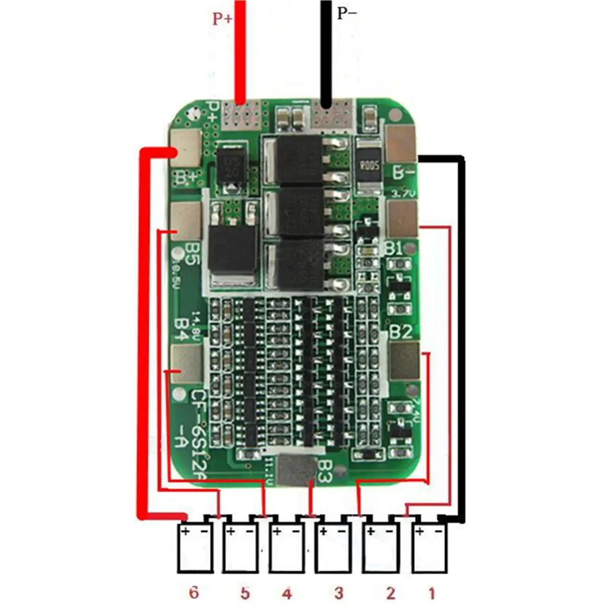 Модуль защиты li-ion аккумуляторов PCB BMS 6S 18650 12A | Электроника