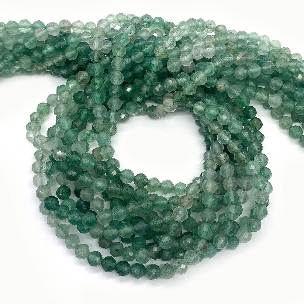 

Green Gradient Natural Gemstone Necklace Bead 2mm 3mm 4mm Faceted Round Bracelet Beads Charms for Jewelry Making DIY Accessory