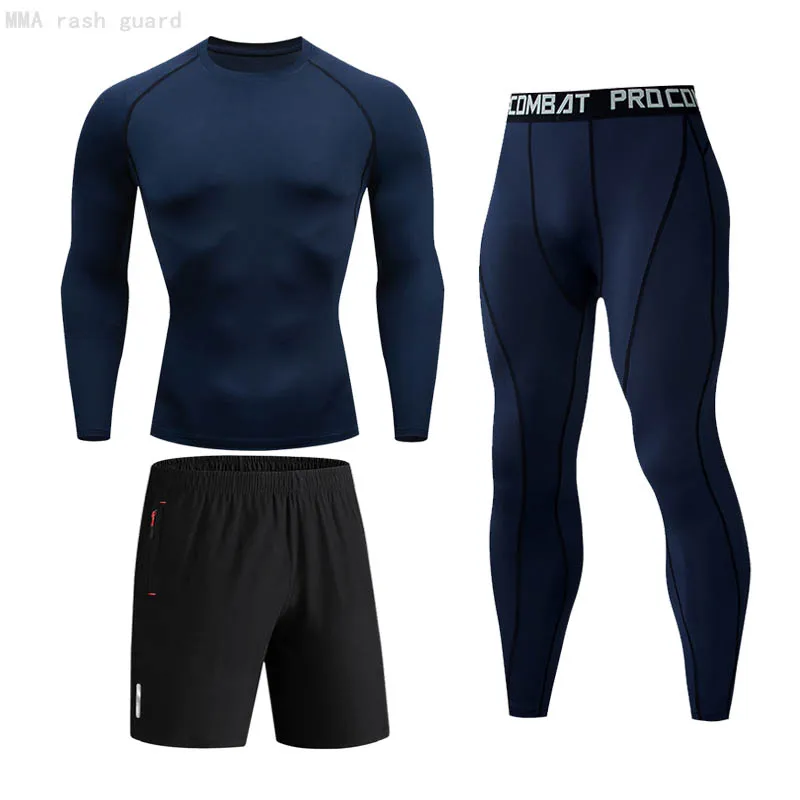 

MMA RASH GARDA Bodybuilding Clothes Men's Gym Sweat Tights Compression Sportswear Winter Workout Base layer Skin Sports Suit 4XL