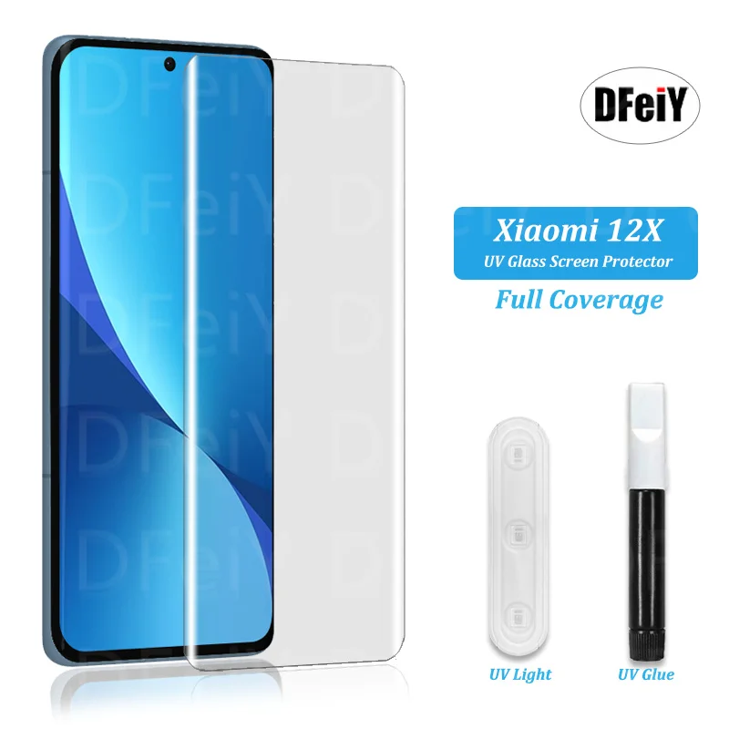 

DFeiY УФ-стекло для Xiaomi 12x полное покрытие УФ-защита для экрана для Xiaomi 12X 10 11 12S Ultra Note 10 Lite Закаленное стекло пленка