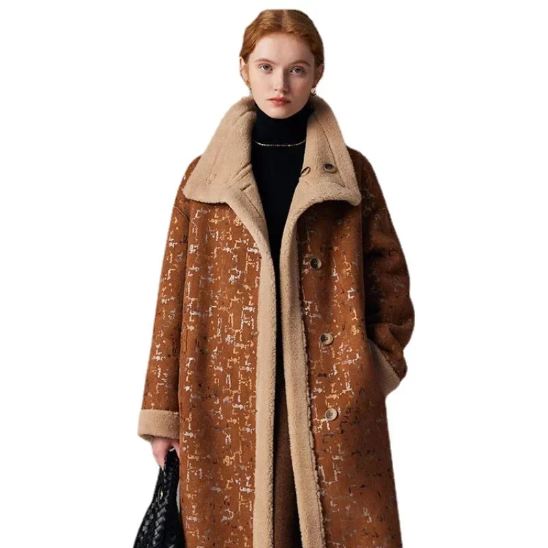 Женская двусторонняя кашемировая куртка длинное кашемировое пальто из