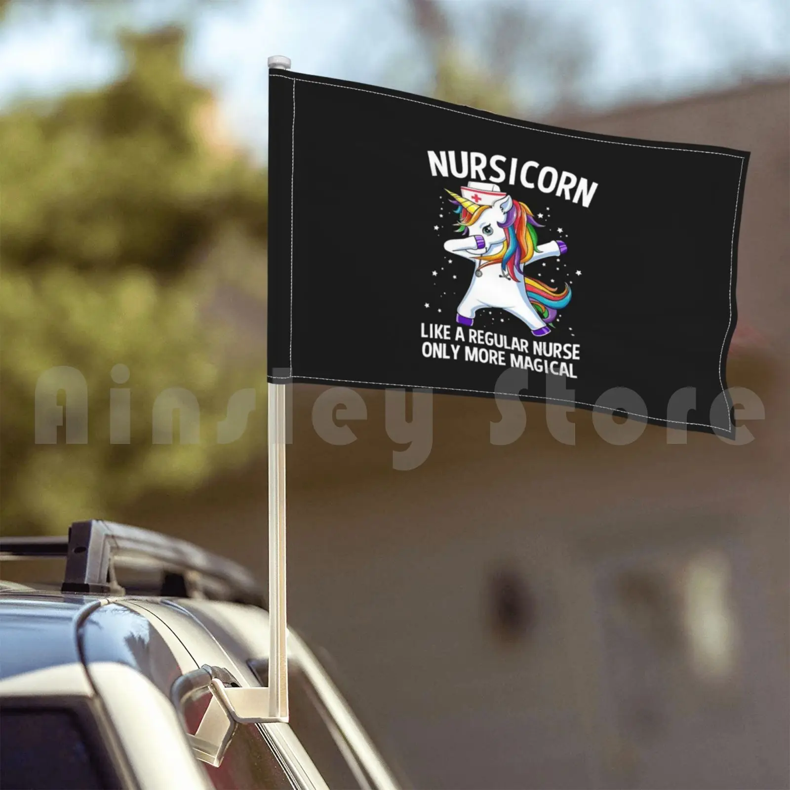 Забавный медсестринский флаг Dabbing в виде единорога с принтом автомобильного