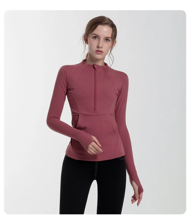 Autumn Jacket Women Long Sleeve Zip Fitness Yoga Shirt Top Workout Gym Activewear Sport Running Coats Training Clothing Out Wear