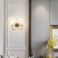 wall copper lamp modern living room bedroom lamp high light transmission glass lampshade aisle corridor decorative lamp