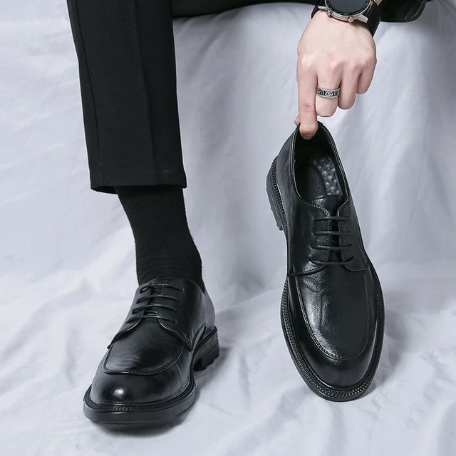 Genuine Cow Leather Brogue Wedding Business Men Casual Flats Vintage Handmade Oxford Shoes For Men Black Burgundy 2023 1