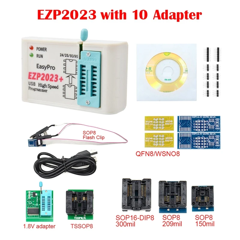 

EZP2023+ High-Speed SPI FLASH Programmer EZP2023 USB Compiler Support 24/25/93/95 EEPROM 25 Flash Bios Chip