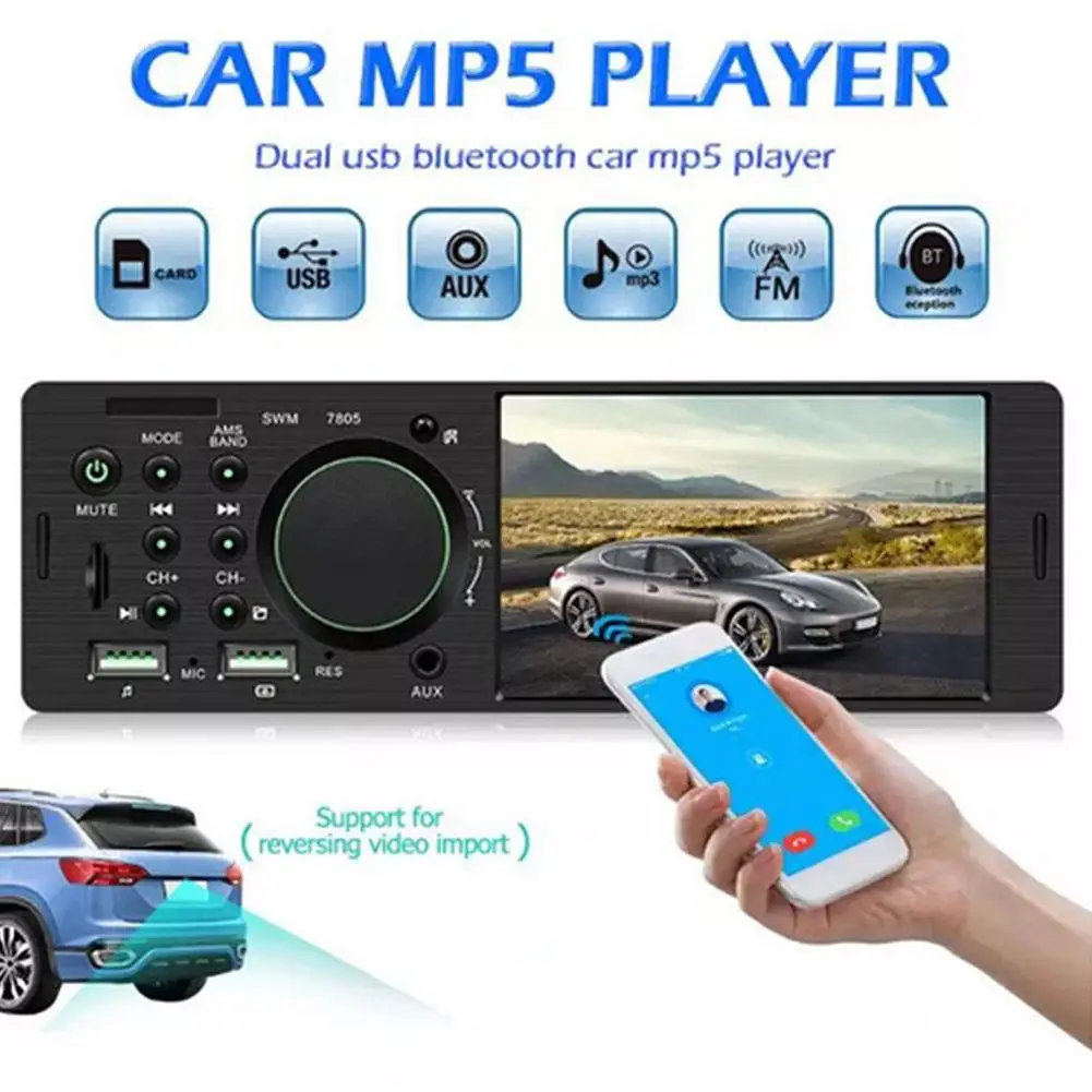 

1 Din 4" Car Radio Bluetooth Android-Auto MP5 Player Multimedia F7805C Handfree Head Stereo A2DP Unit System USB Audio O0A9