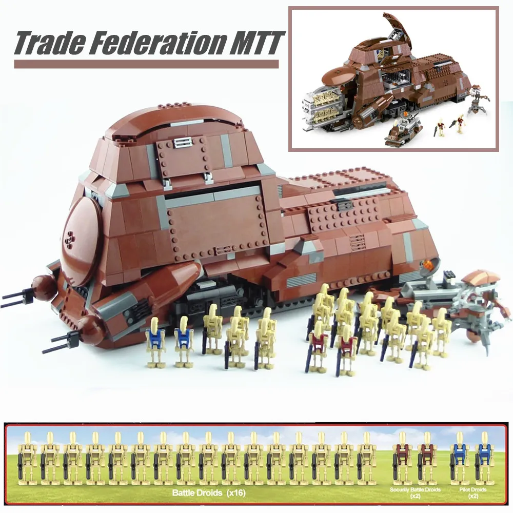 

DISNEY Stars fighter Space War Trade Federation MTT 7662 Battle Droids Troop Carrier Building Block Bricks Toys Gift Kids Boys