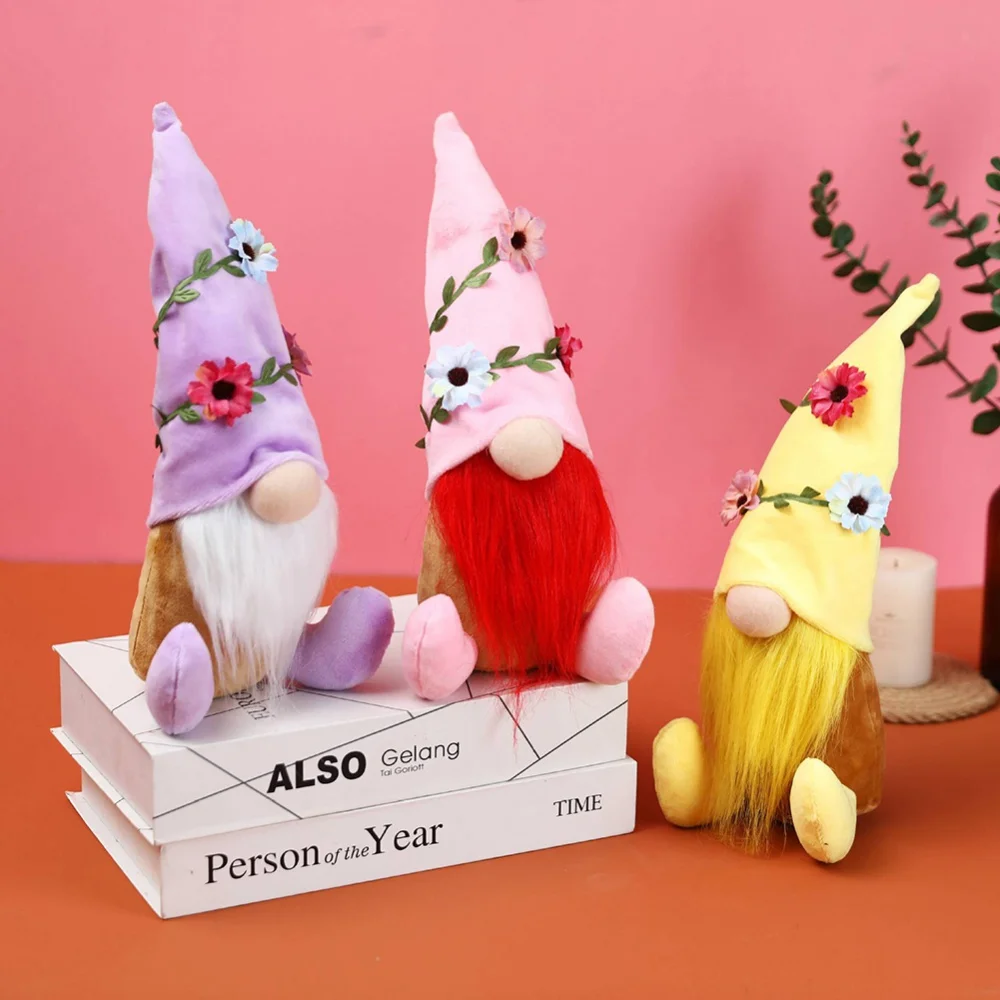 

Spring Gnome Plush Easter Ornaments Table Ornament Easter Gnome Holiday Decoration Handmade Plush Gnomes
