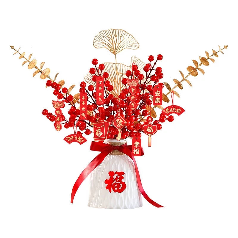 

Chinese New Year 2023 Decoration Red Chinese Hawthorn Chinese Lantern New Year Pendant Home Decor Good Luck Ornaments Festival