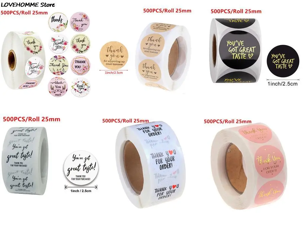 

Стикеры с надписью Thank You, стикеры для оформления аксессуаров, 500 шт.