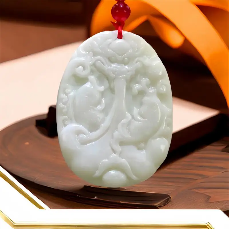 Белый натуральный Дракон из нефрита ожерелье аксессуары амулет камень роскошные