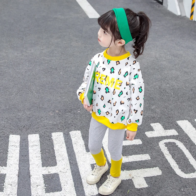 Children's Clothing Girls Clothes Spring Autumn Two-piece Sweet Printed Sports Top coat + Pants 1-5 Years Beibei Fashion garment