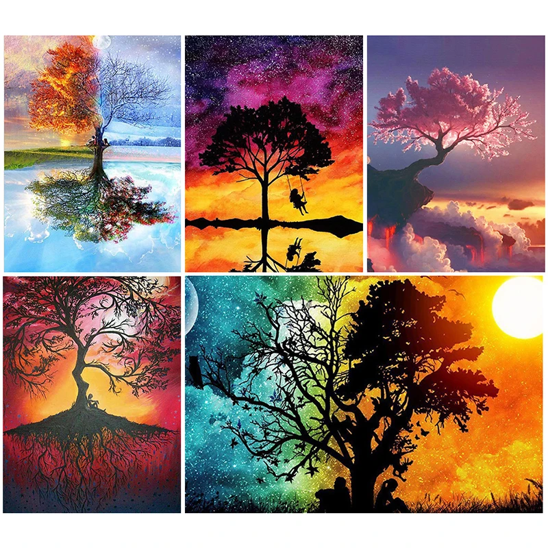 

Алмазная 5D картина «сделай сам», Набор для вышивки крестиком с изображением дерева четырех сезонов, полная выкладка, квадратная мозаика, ка...