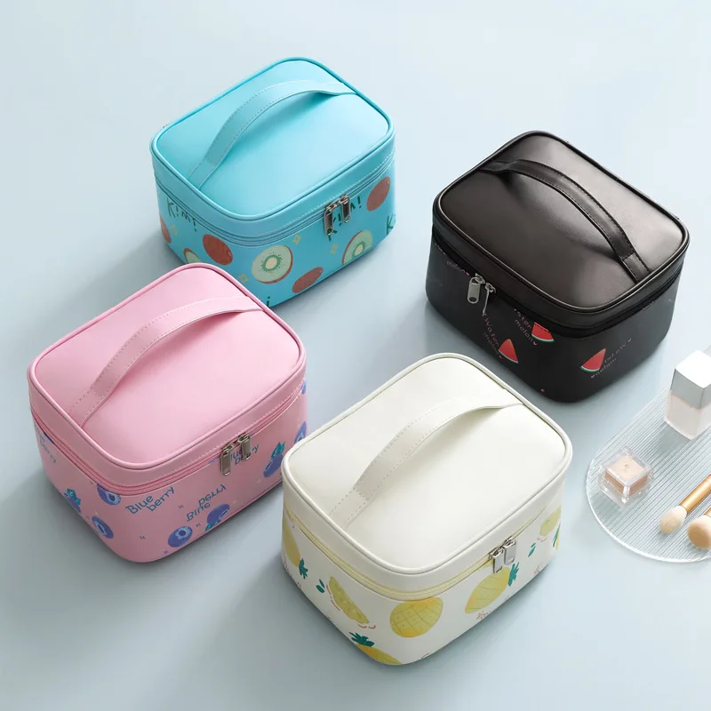 

Ladies Cosmetic Bag Pu Leather Waterproof Zipper Cosmetic Bag Travel Washing Cosmetic Storage Bag