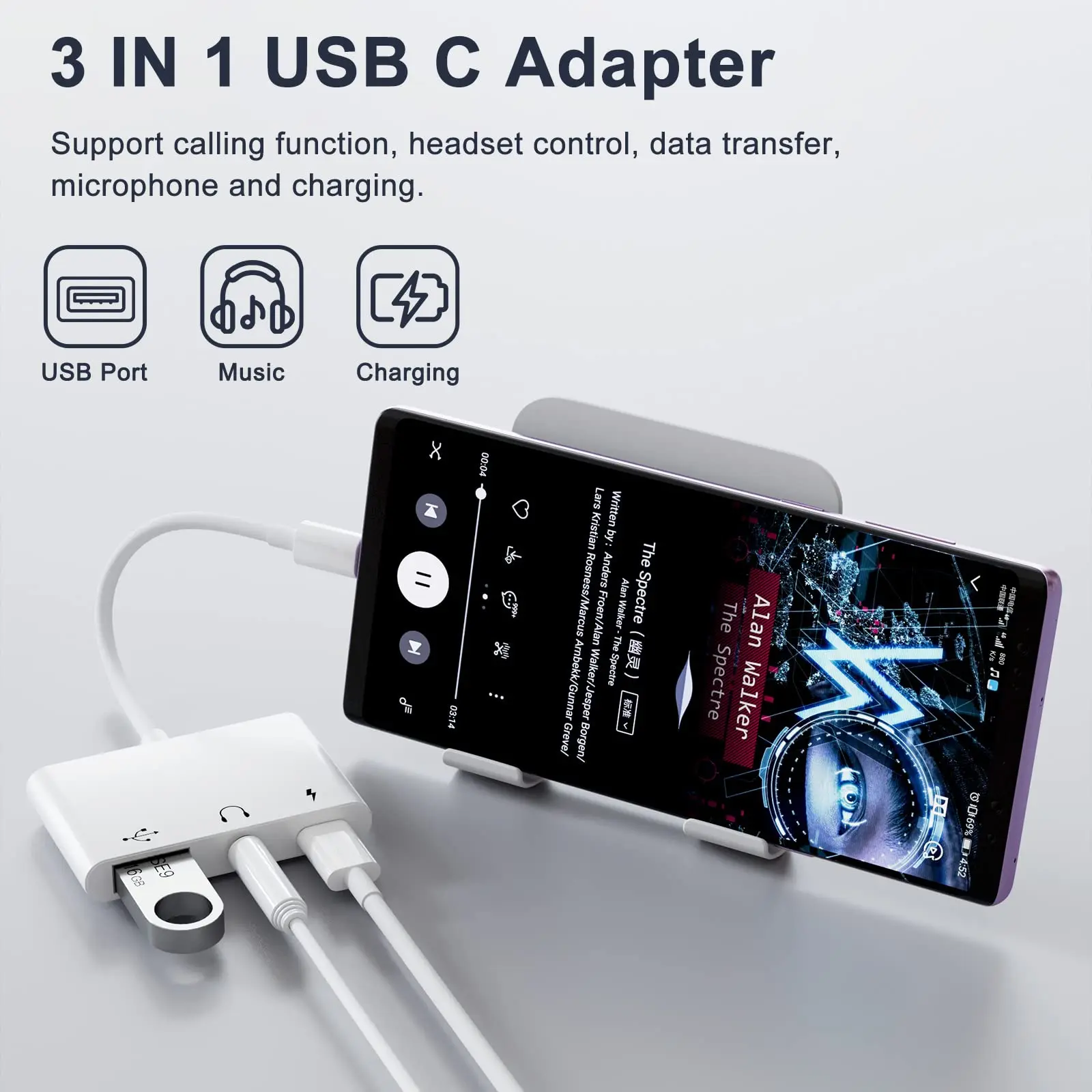 Фото Адаптер для камеры с USB C на USB OTG, аудиоразъем для наушников 3,5 мм, преобразователь для быстрой зарядки для iPad Pro, Google Pixel, Huawei, Xiaomi, Samsung №2