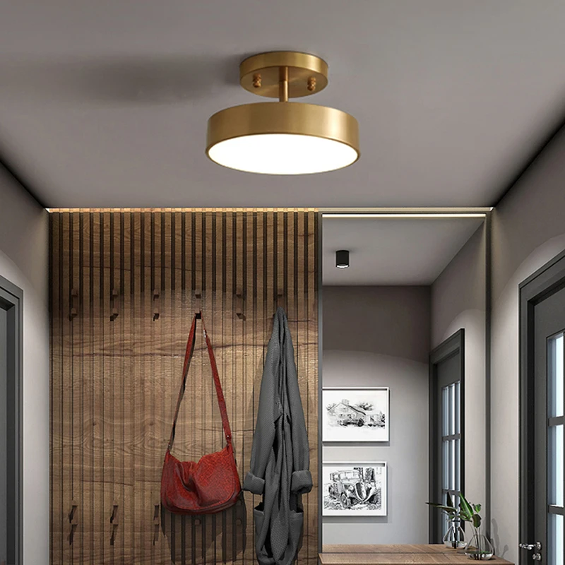 

Bedroom Entryway Aisle Black Ceiling Light Gold Modern Fixture Round Nordic Light Lamp Corridor Room Living Copper For Decor