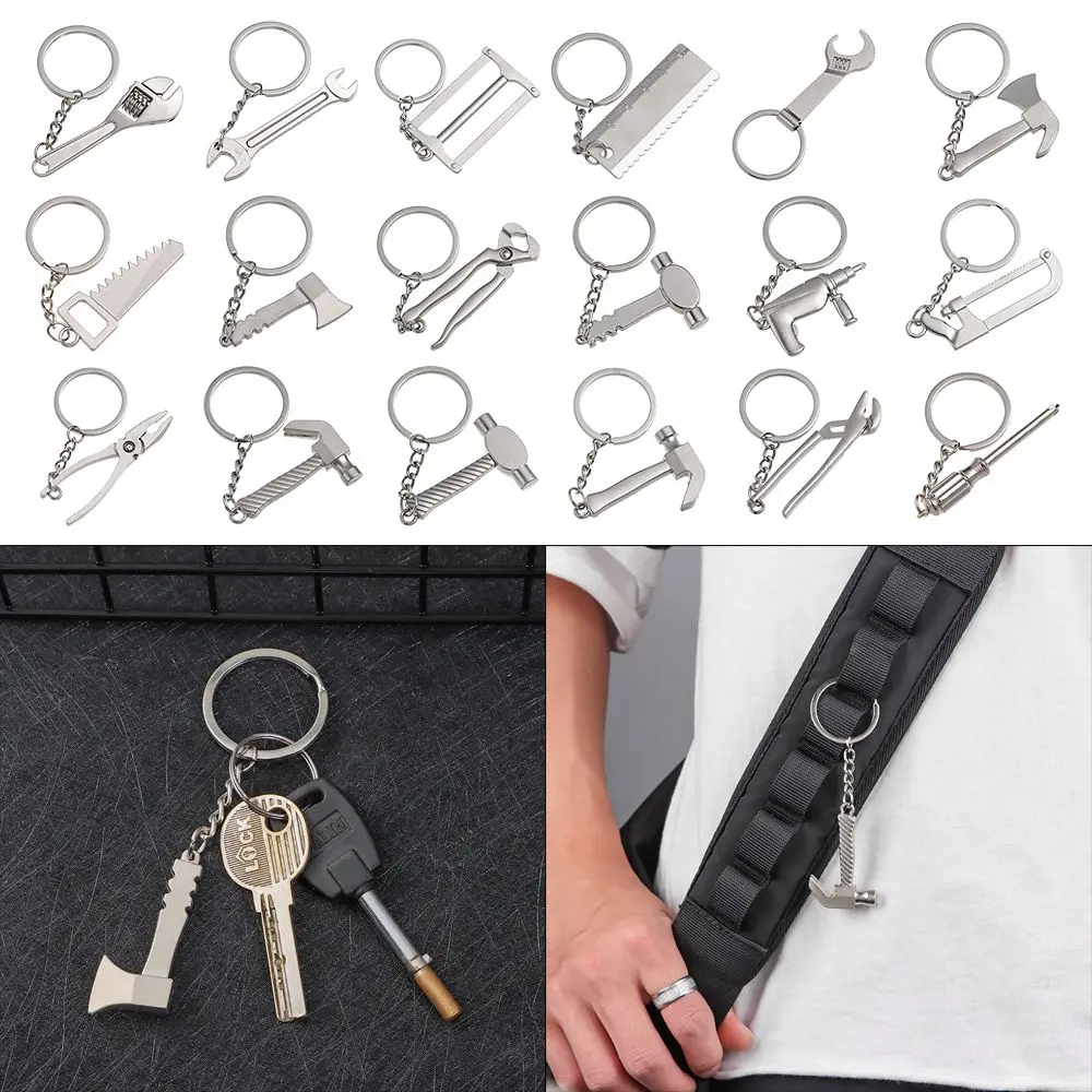 

Men Metal Keychains Pliers Wrench Spanner Hammer Ruler Clasp Keyring Mini Repairing Tools Car Motorcycle Bicycle Portable Gift